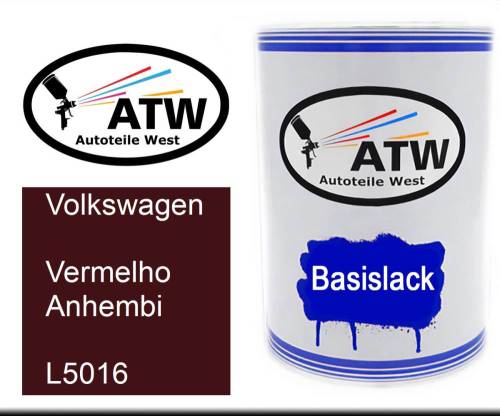 Volkswagen, Vermelho Anhembi, L5016: 500ml Lackdose, von ATW Autoteile West.